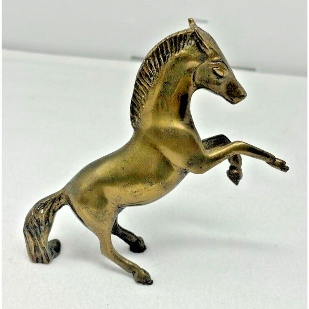 Vintage Brass Horse Wild Rearing Figurine Statue Equestrian Western‎ Ranch Lodge